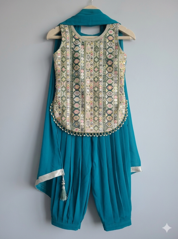 Teal Embroidered Patiyala suit
