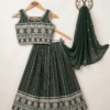 dark green lehenga choli for girls with dupatta wedding festive wear