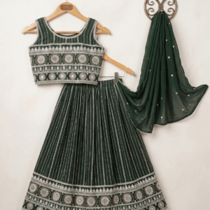 dark green lehenga choli for girls with dupatta wedding festive wear