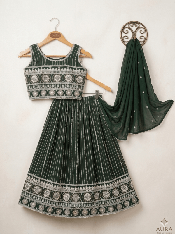 dark green lehenga choli for girls with dupatta wedding festive wear