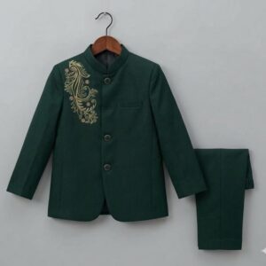 bottle green jodhpuri suit for boys wedding bandhgala outfit kids