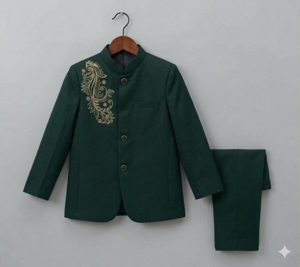 bottle green jodhpuri suit for boys wedding bandhgala outfit kids