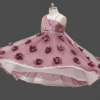 mauve party frock for girls one shoulder floral applique dress
