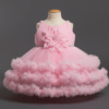pink party frock for girls with pearl embellishment birthday dress