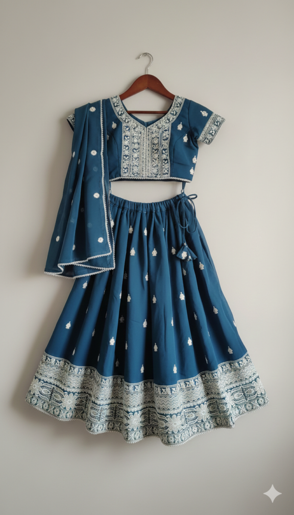 Kids tale Blue Lehenga Choli Set – Embroidered Elegance