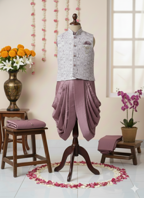 Dusty mauve Nehru Jacket kurta set