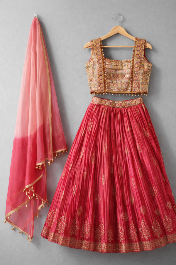 Rani Pink Jacket style Lehenga choli for wedding season