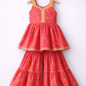 rani pink peplum sharara set for girls wedding mehendi outfit with dupatta