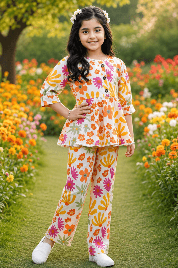 Floral Print Co-Ord Set for Girls | STITCHKAA