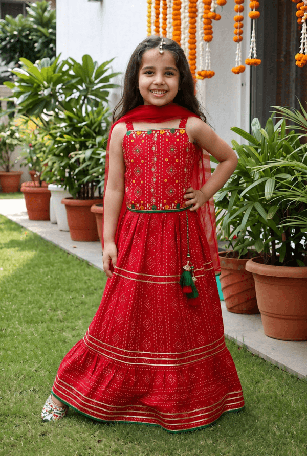 Red Lehenga Choli Set for Girls | Festive Ethnic Wear by Stitchkaa